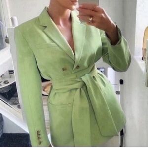 Zara Pistacio Belted Blazer s XL